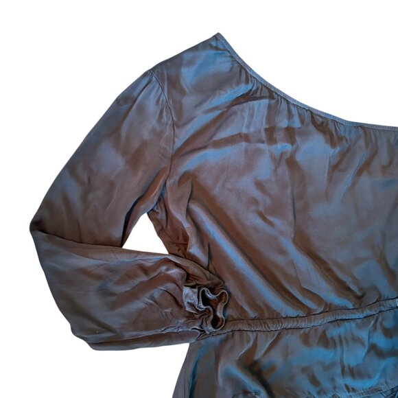 Cloth & Stone Dark Forest Green One Shoulder Top XS - Picture 2 of 5